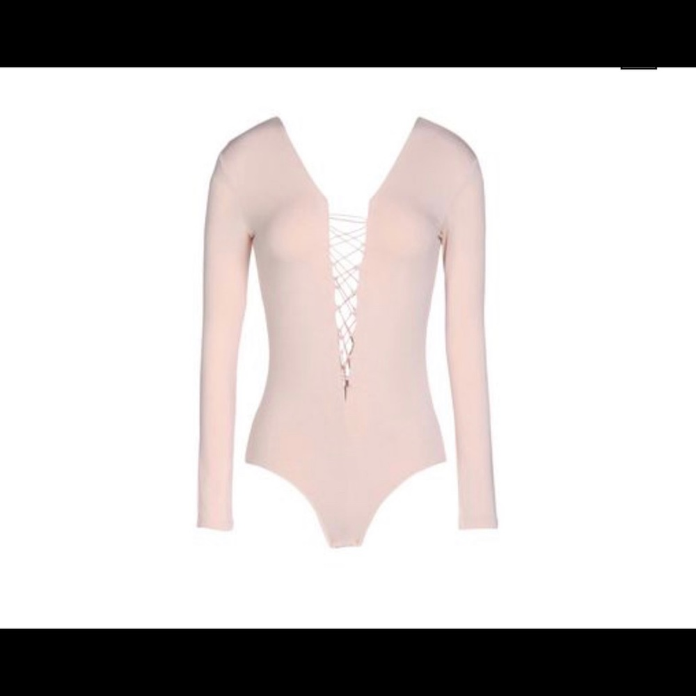 T BY ALEXANDER WANG pink lace up bodysuit